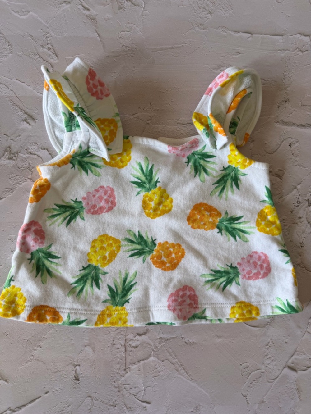 Janie and Jack White Tank Top with Pink and Yellow Pineapples